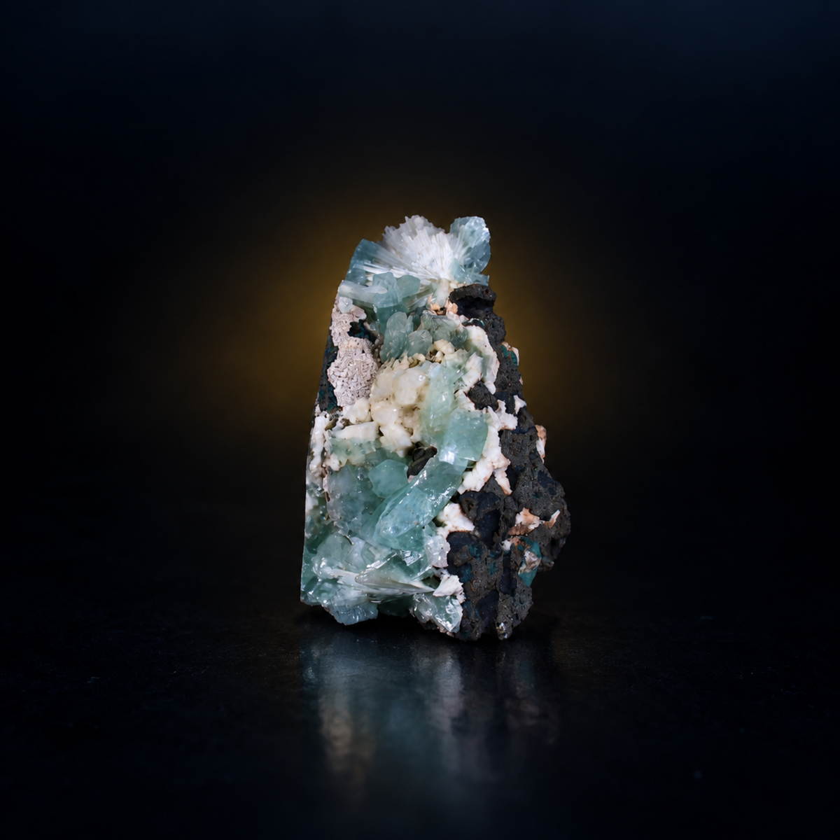 Natural Green Apophyllite with Stilbite Collector Specimen – 110 g