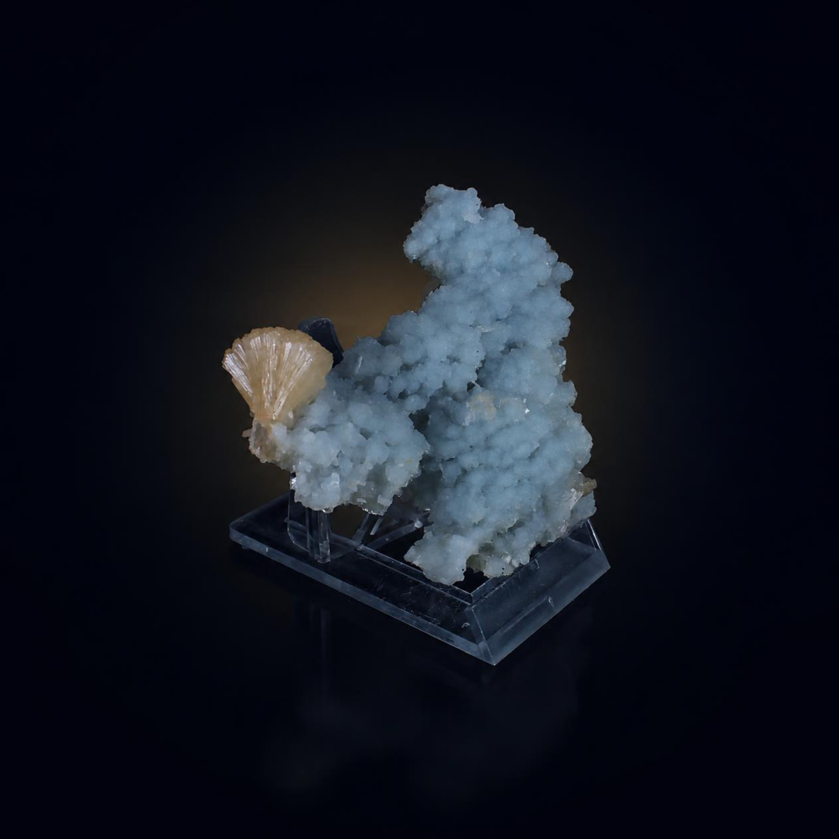 Stilbite on Blue Chalcedony Matrix Indian Mineral Specimen Natural Crystal
