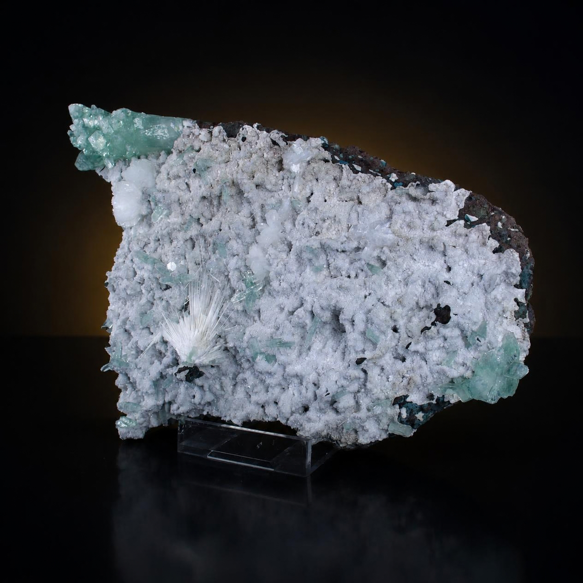 Natural Green Apophyllite with Heulandite Scolecite Crystal Specimen – India