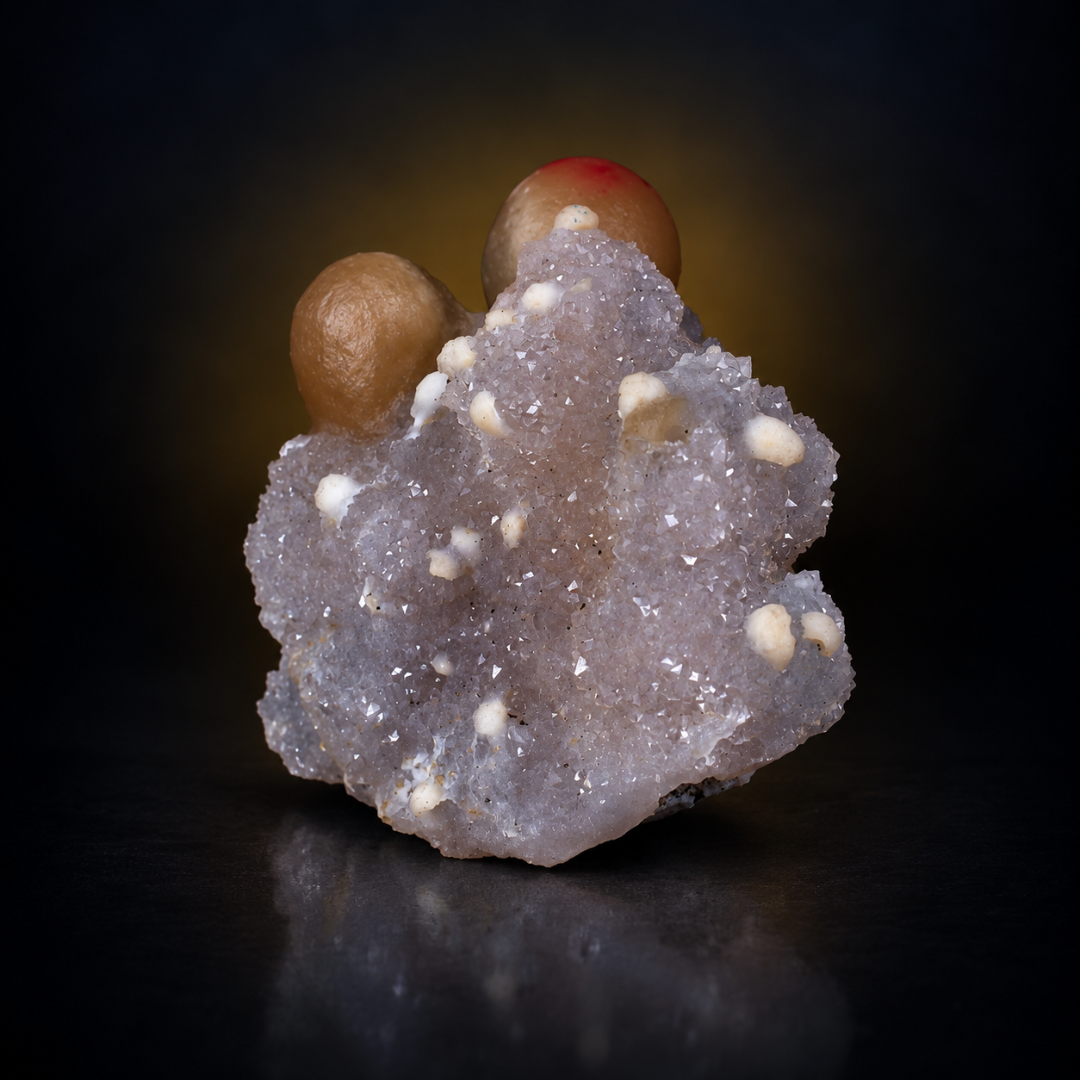 Fluorite Spheres on Crystalline Matrix – Natural Mineral Specimen