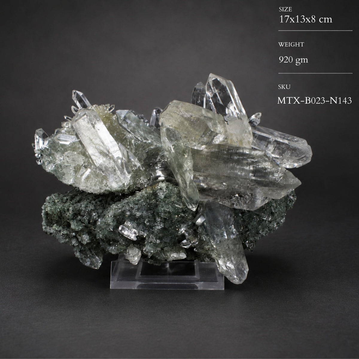 Natural Chlorite Quartz Crystal Cluster  17 × 13 × 8 cm 920 g