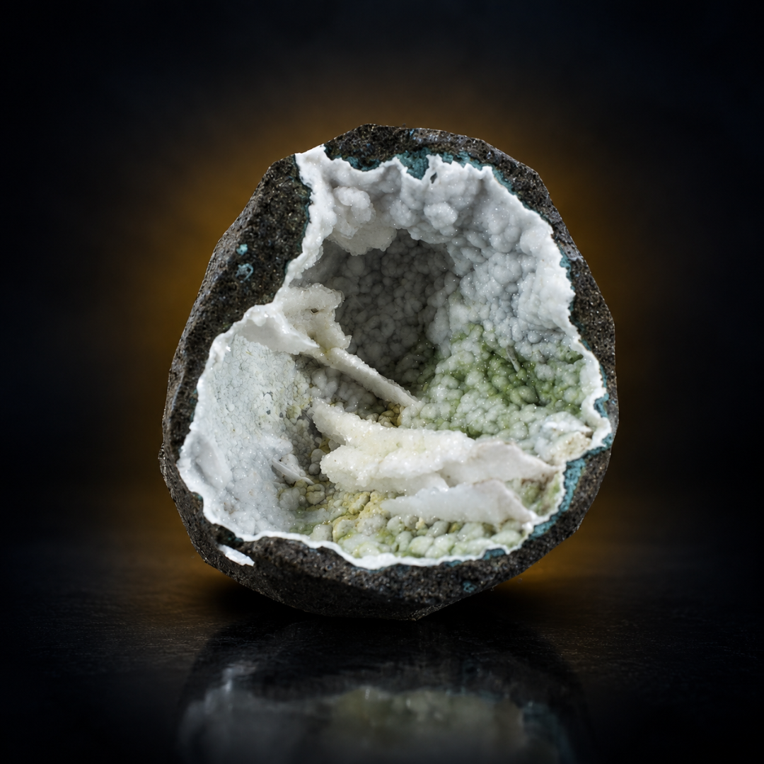 Natural Green &amp; White Chalcedony Geode – 360g