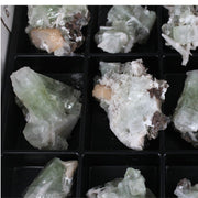 Natural Green Apophyllite, Stilbite with Heulandite Crystal Lot – 11 Pieces from India