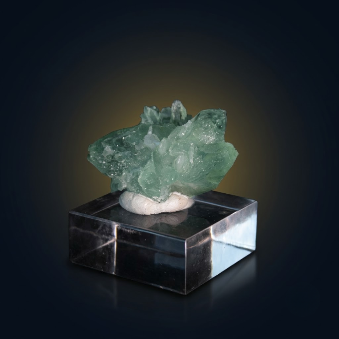 Natural Green Apophyllite Crystal Matrix – Mineral Specimen from India