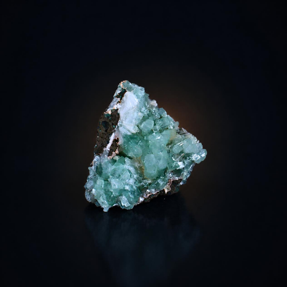 Green Apophyllite Crystal Cluster with White Scolecite India 150 g