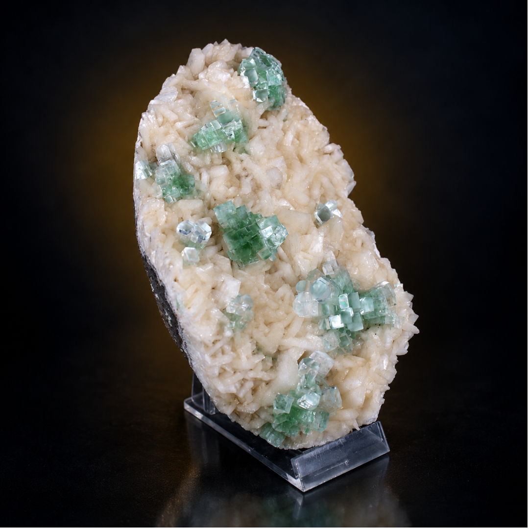Green Apophyllite with Heulandite – Natural Mineral Specimen