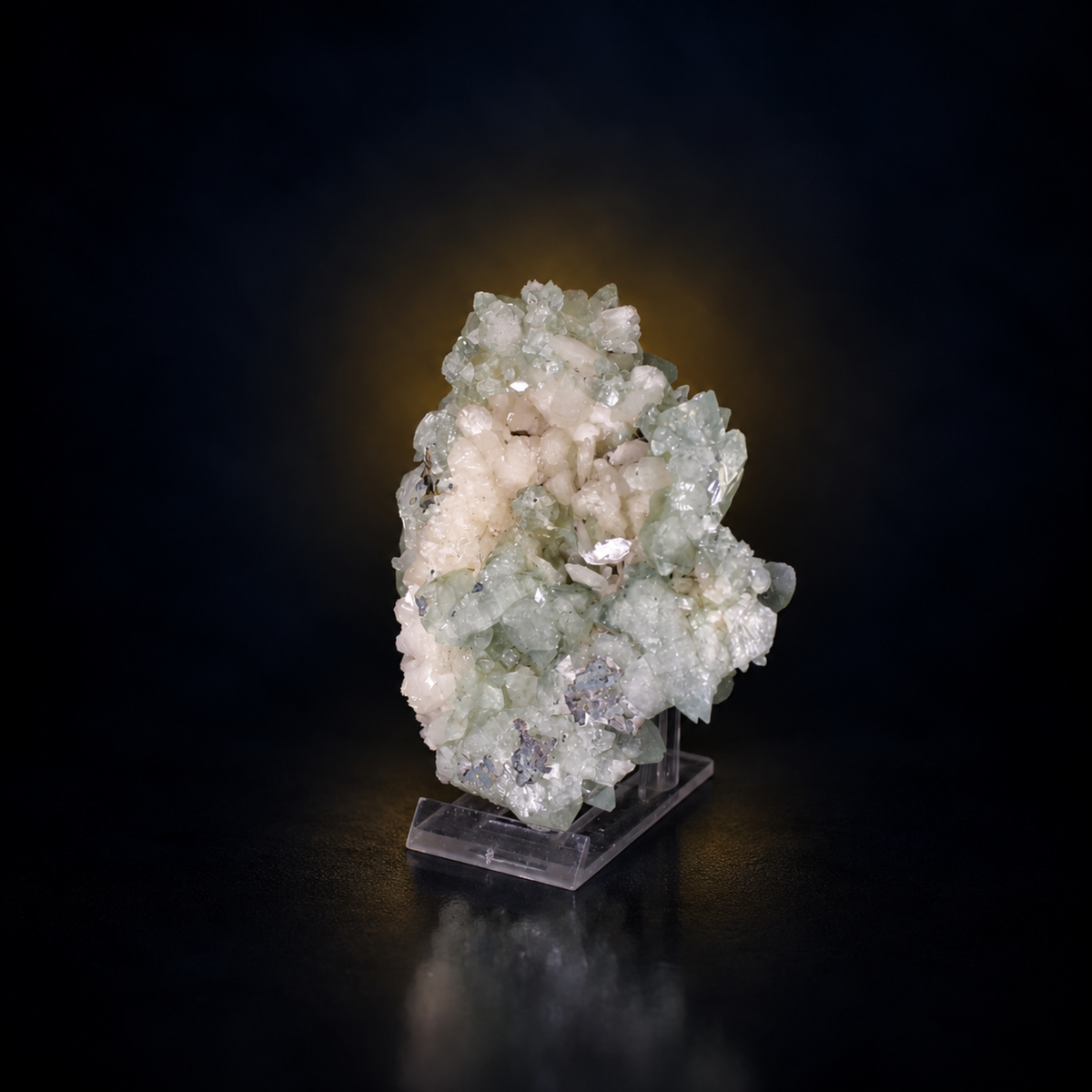 Natural Green Apophyllite with Stilbite on Matrix – 330 g