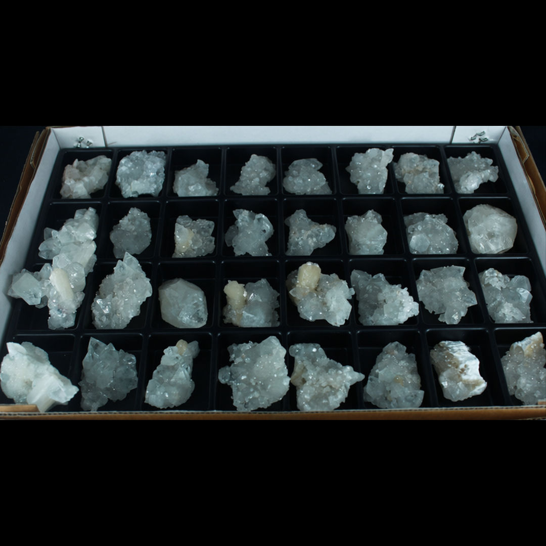 Natural Green Apophyllite, Stilbite with Heulandite Crystal Lot – 24 Pieces from India