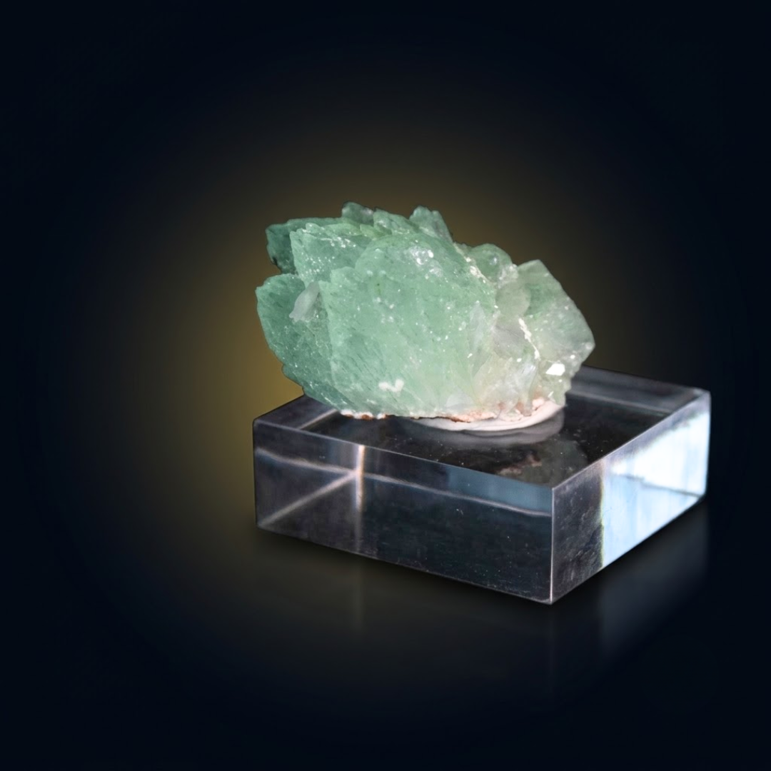 Natural Green Apophyllite Crystal Matrix – Mineral Specimen from India