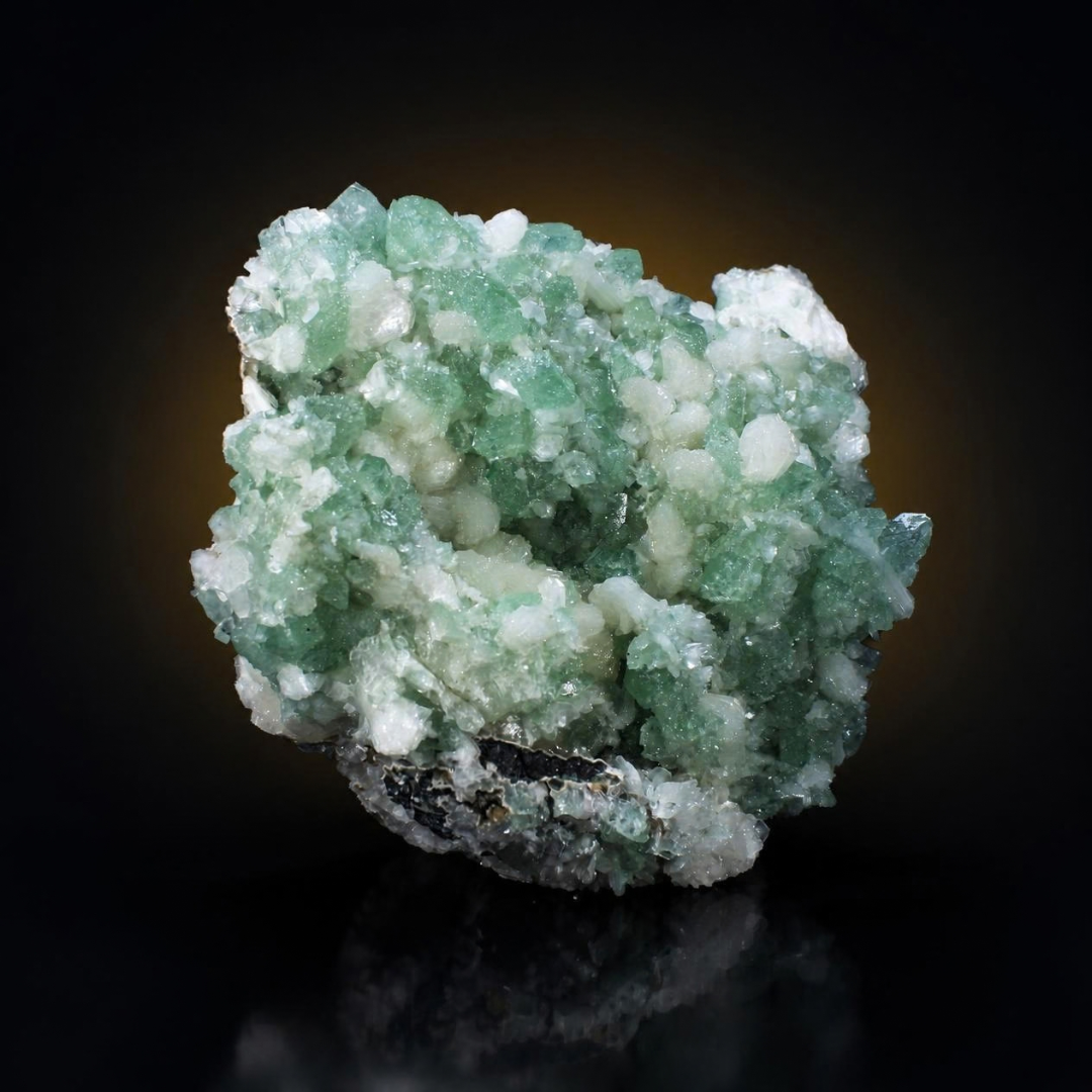 Natural Green Apophyllite, Stilbite with Heulandite Crystal Specimen – India