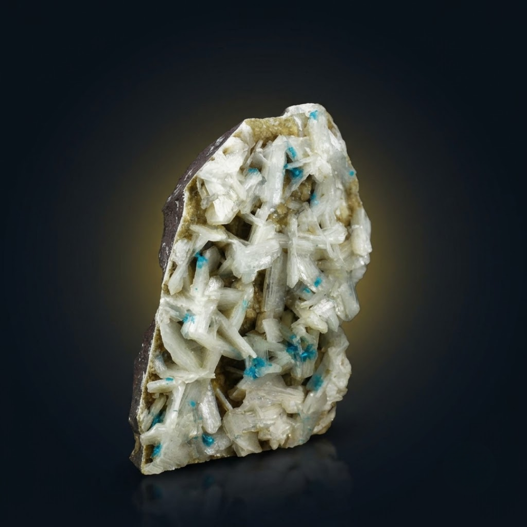 Natural Cavansite Crystal with Heulandite Matrix – Mineral Specimen from India