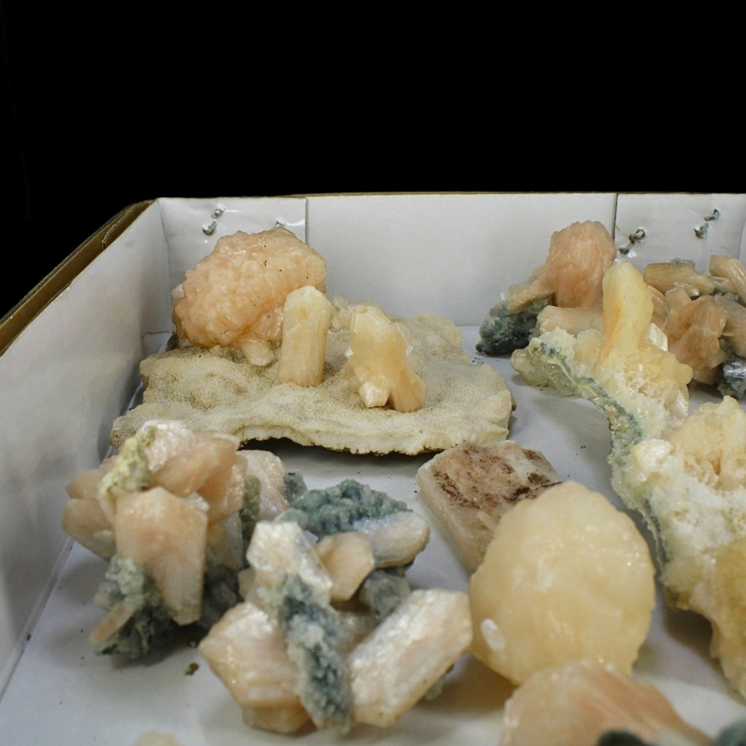Natural Orange Stilbite &amp; Heulandite Crystal Lot – 18 Pieces from India