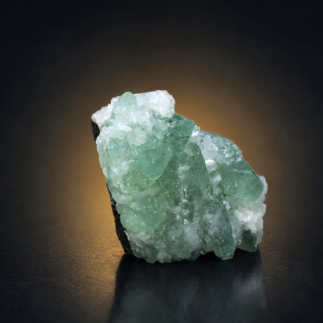 Green Apophyllite on White Matrix – Natural Mineral Specimen