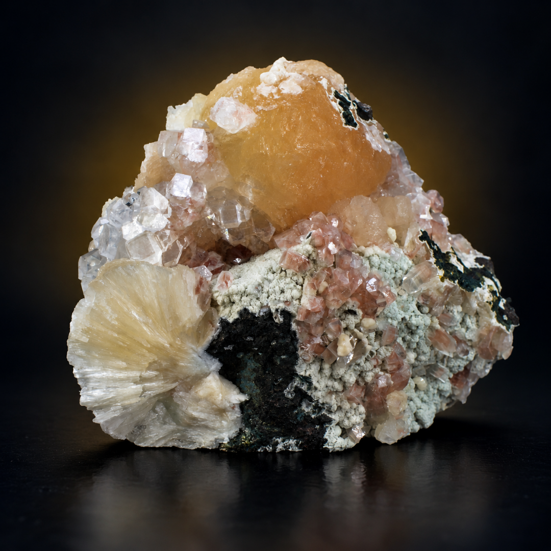 Natural Heulandite &amp; Stilbite Crystals on Chalcedony – 1500g