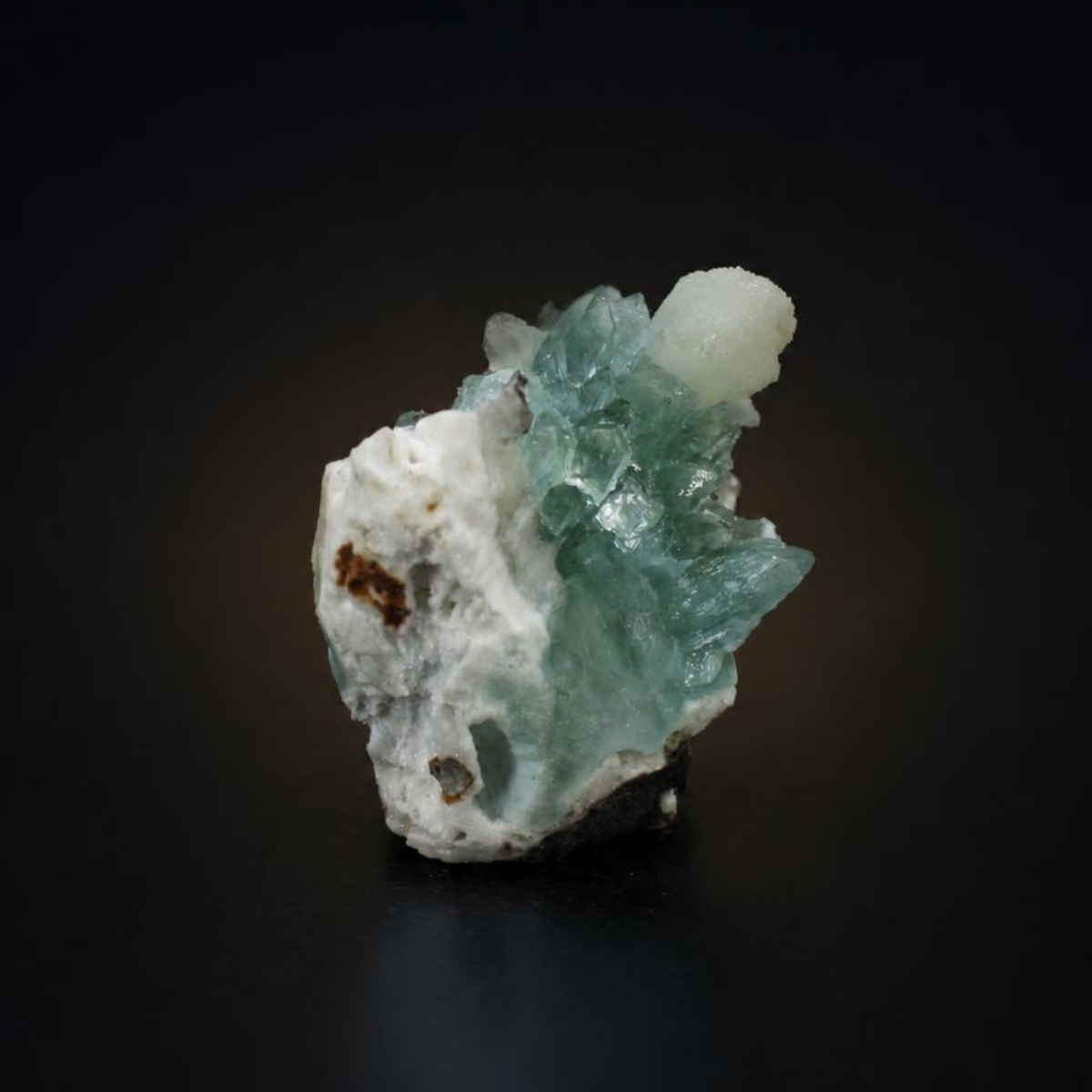 Green Apophyllite with Stilbite on Zeolite Matrix – Natural Mineral Specimen