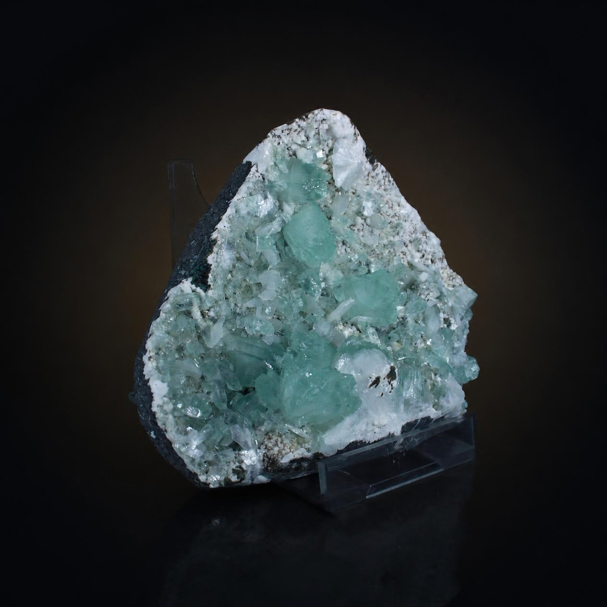 Natural Green Apophyllite, Stilbite with Heulandite Crystal Specimen – India