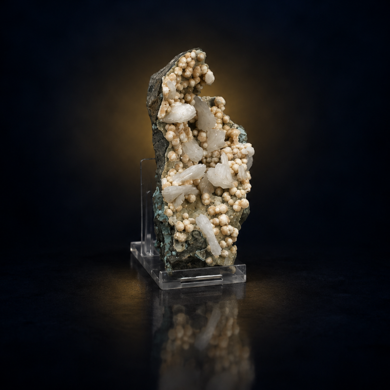Stilbite Radiating Crystal Aggregates with Heulandite Cluster | 150 g | 11 × 5 × 4 cm