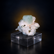 Natural Green Apophyllite Cube with Heulandite Crystal Matrix – Mineral Specimen from India