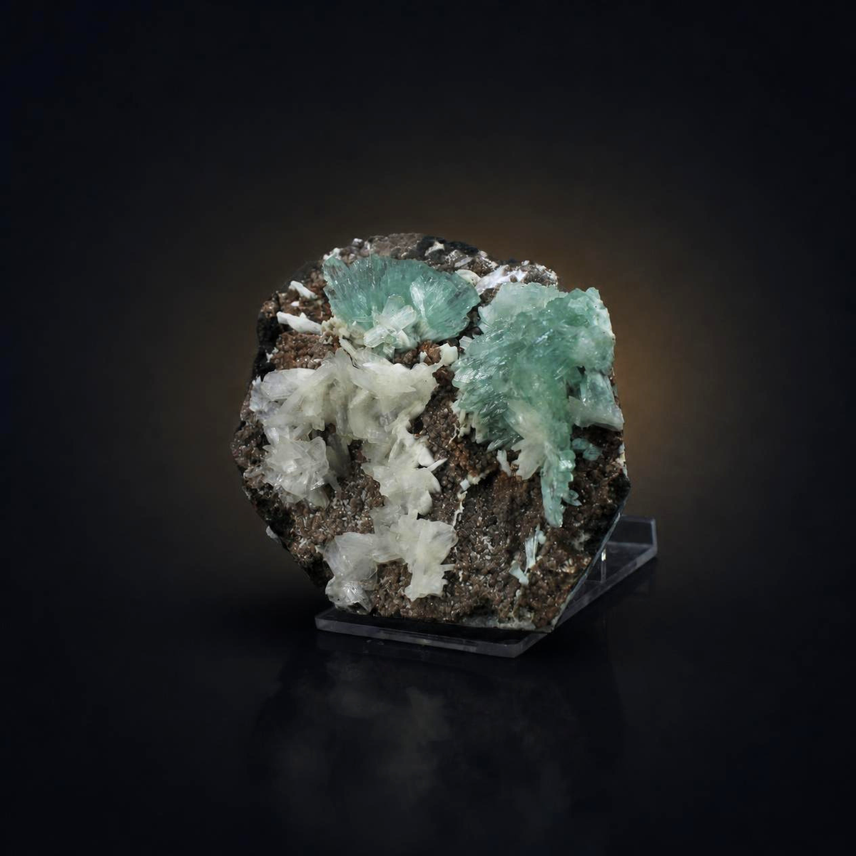 Green Apophyllite with White Stilbite &amp; Heulandite – Natural Mineral Specimen
