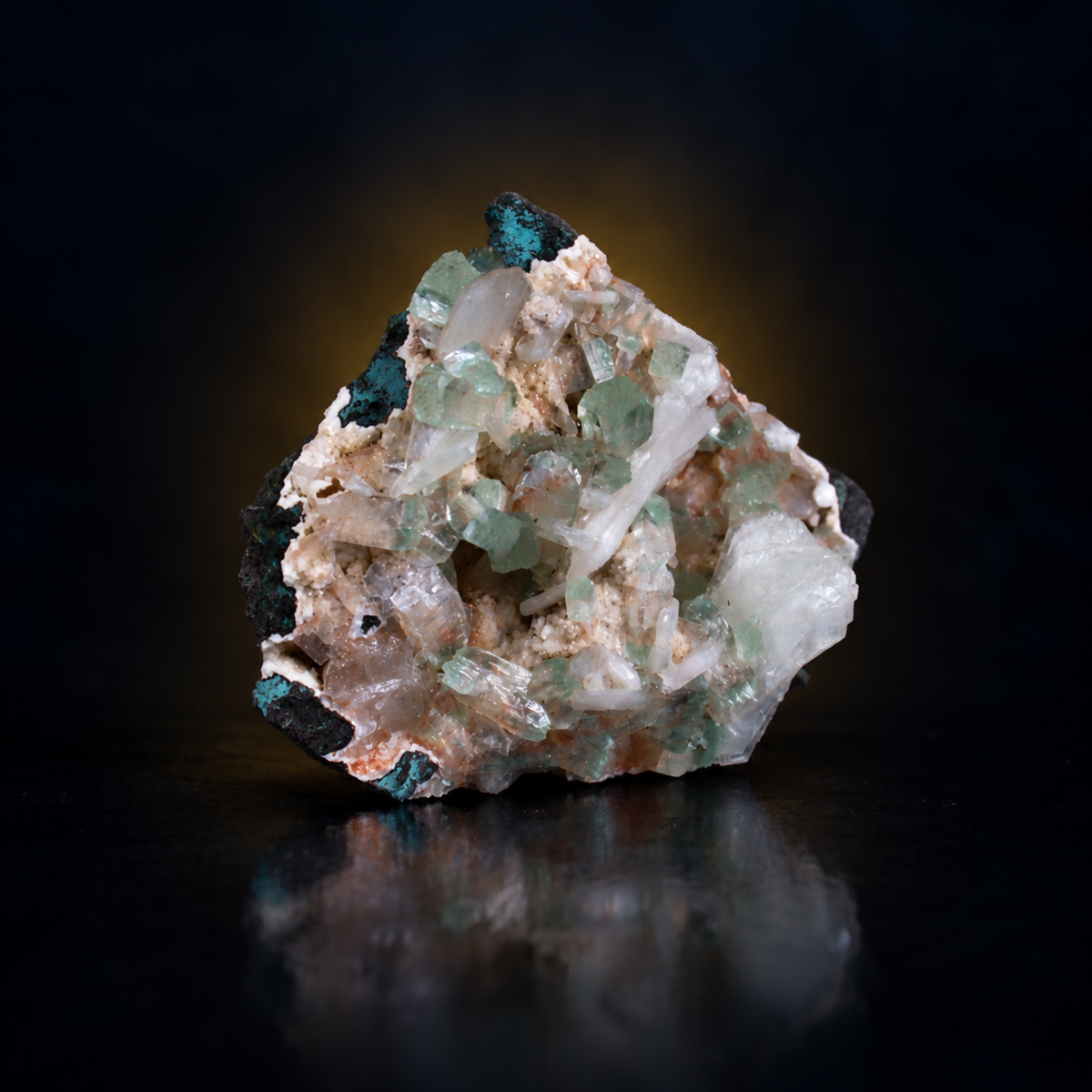 Natural Apophyllite with Heulandite and Stilbite on Matrix – 130 g