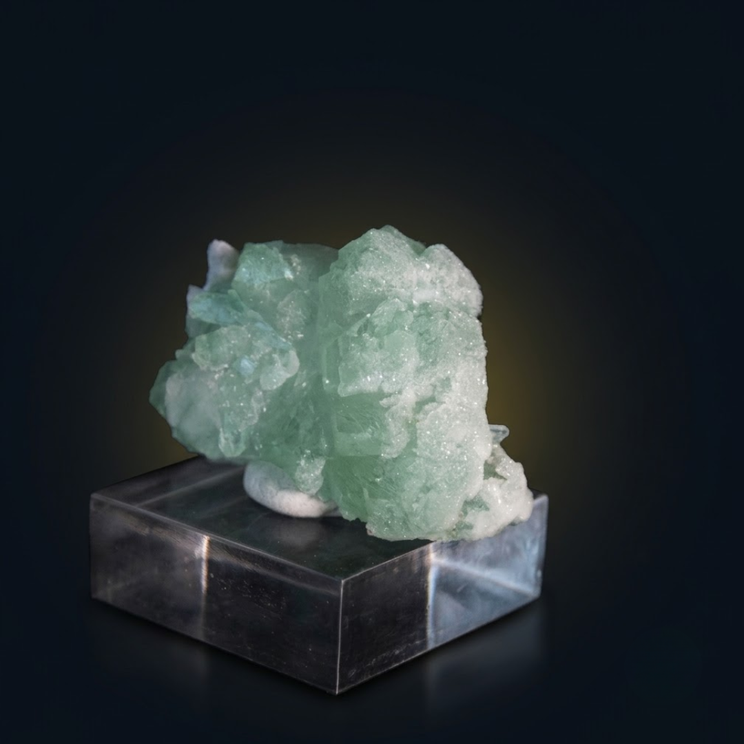 Natural Green Apophyllite Crystal Matrix – Mineral Specimen from India