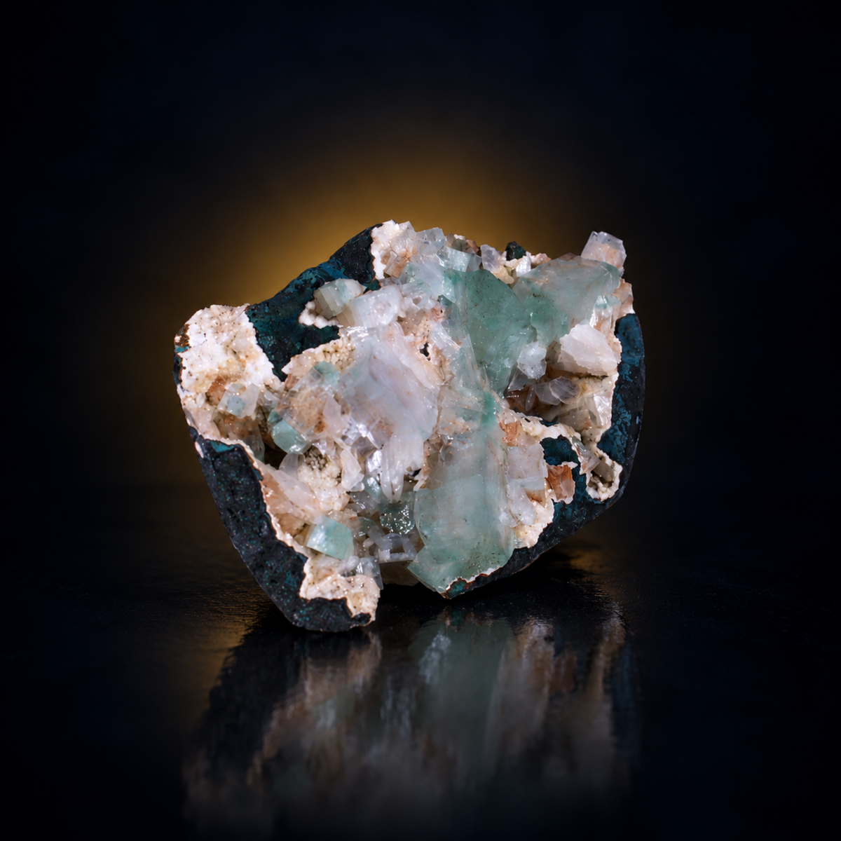Natural Green Apophyllite with Stilbite and Heulandite Matrix – 170 g