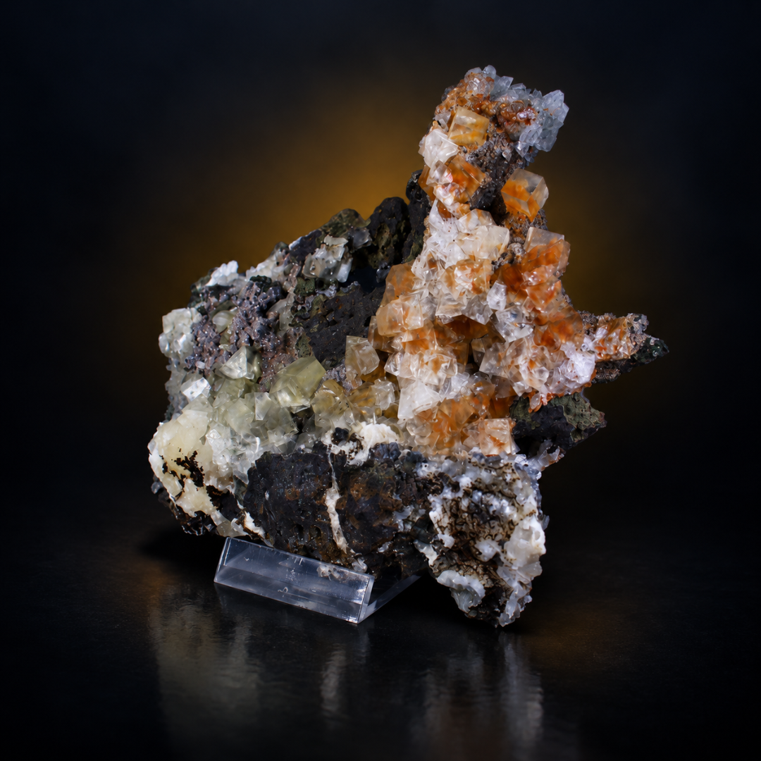 Calcite on Dark Matrix Rock – Natural Crystal Mineral Specimen