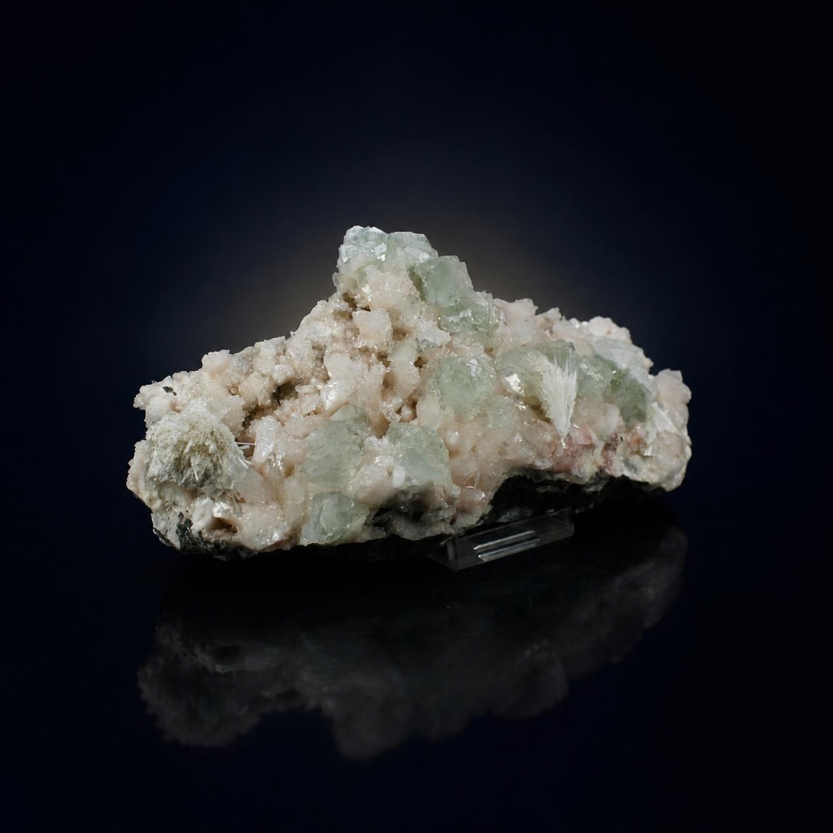 Natural Green Apophyllite with Heulandite & Scolecite Crystal Specimen | India | 14×8×3 cm | 550g