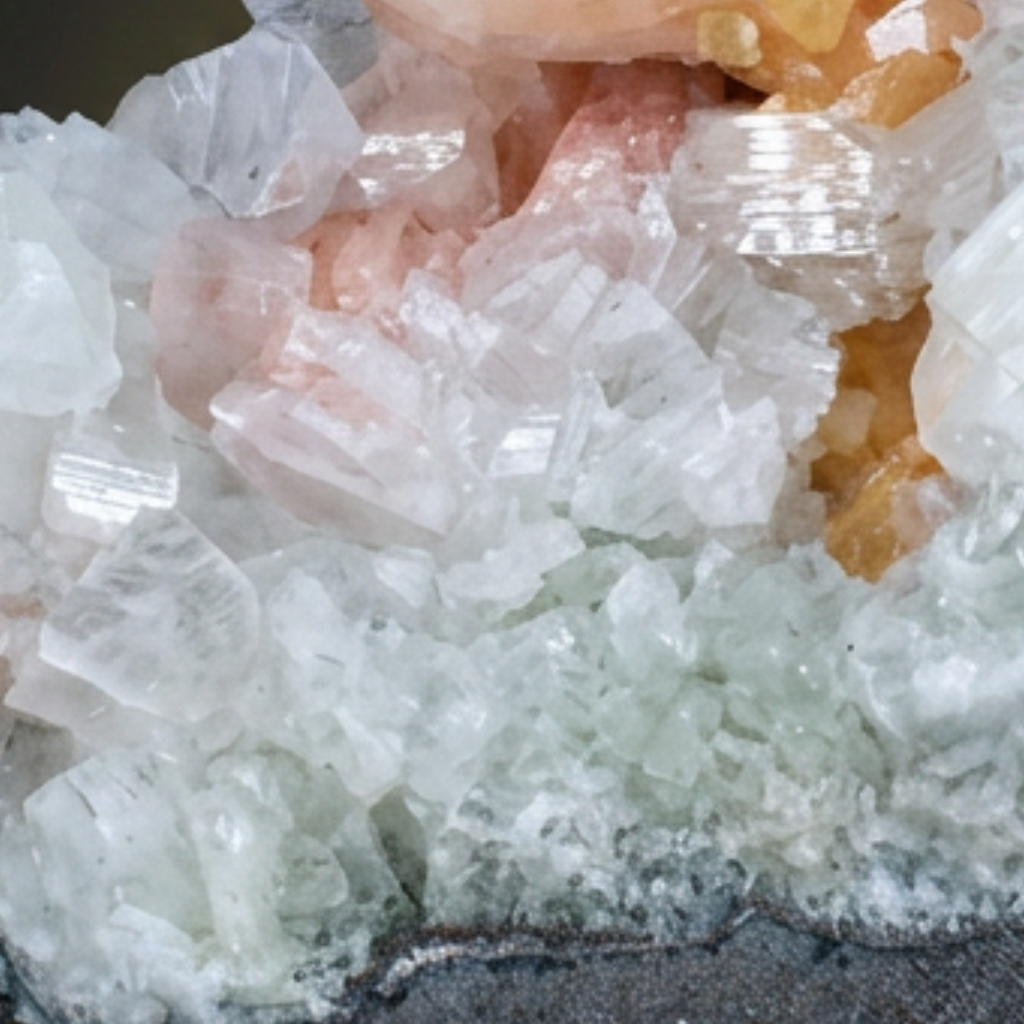 Natural Apophyllite with Heulandite &amp; Calcite Matrix