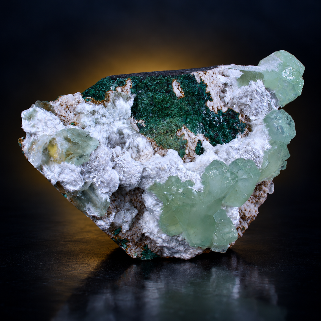 Green Apophyllite on White Matrix – Natural Mineral Specimen