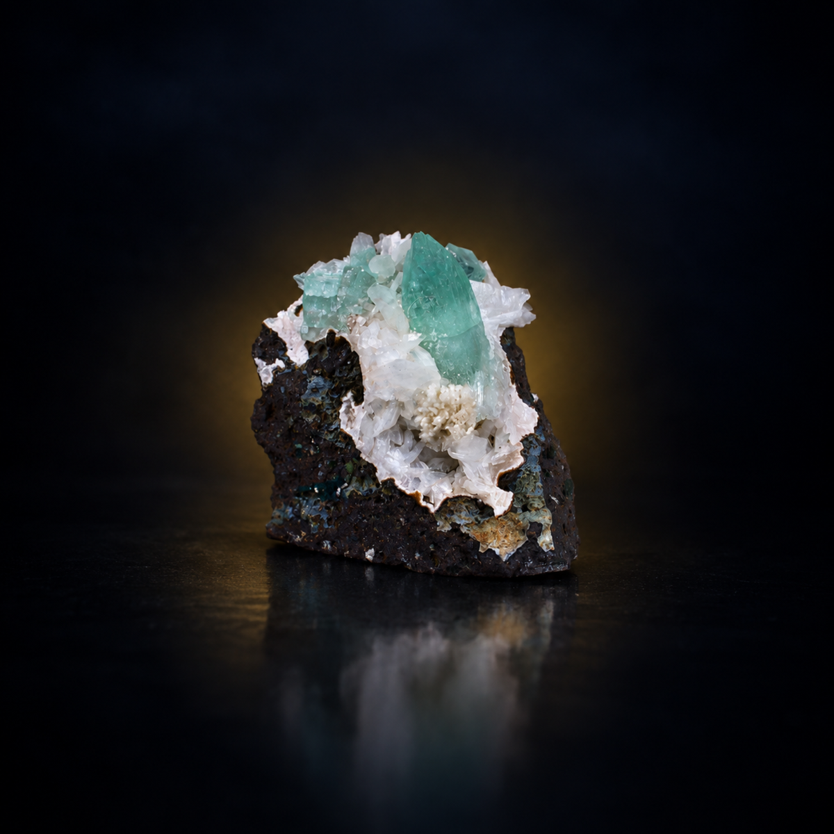 Natural Green Apophyllite with Stilbite and Heulandite Matrix – 70 g