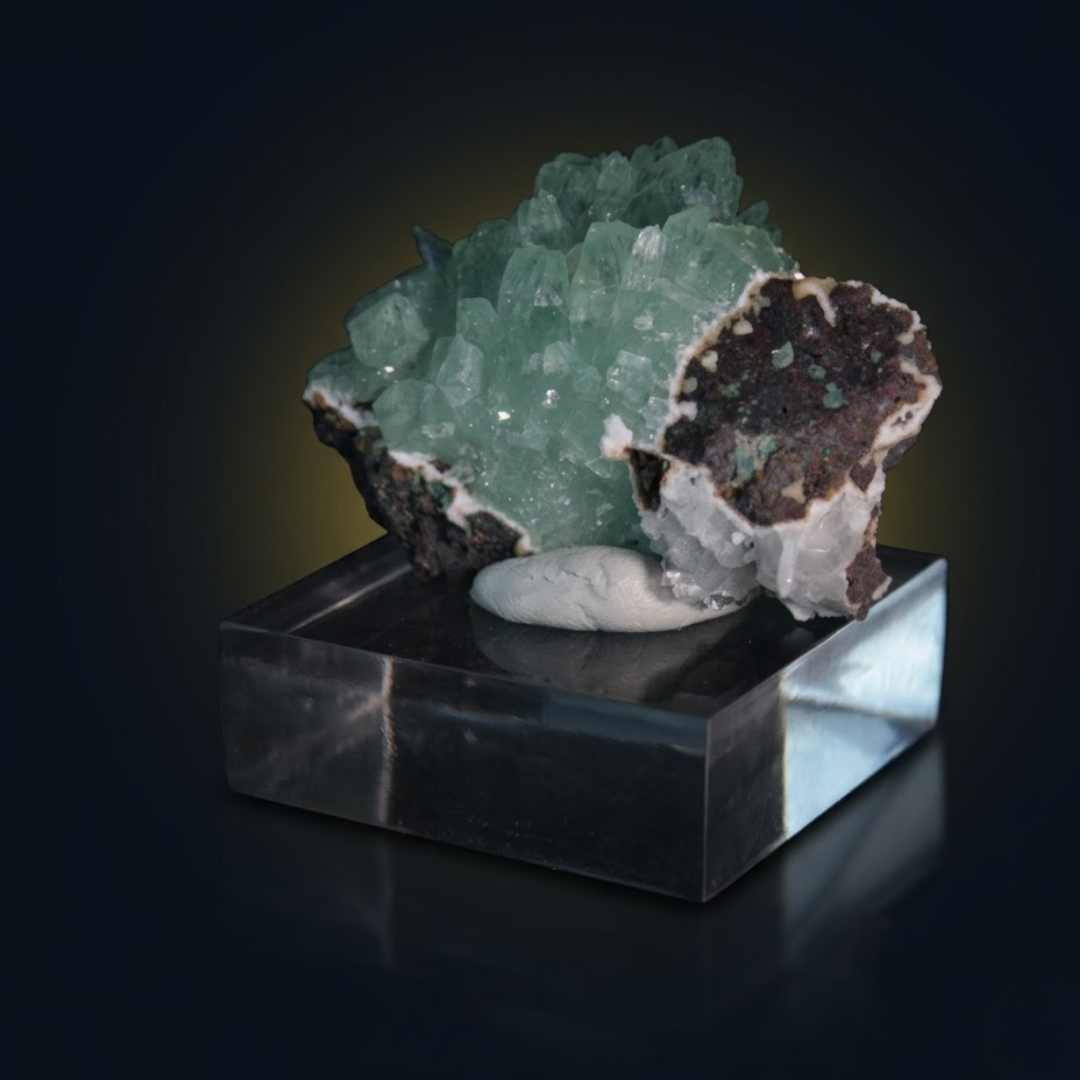 Natural Green Apophyllite Crystal Matrix – Mineral Specimen from India