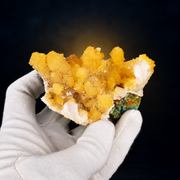 Natural Yellow Calcite with White Stilbite Crystal Cluster – 170 g