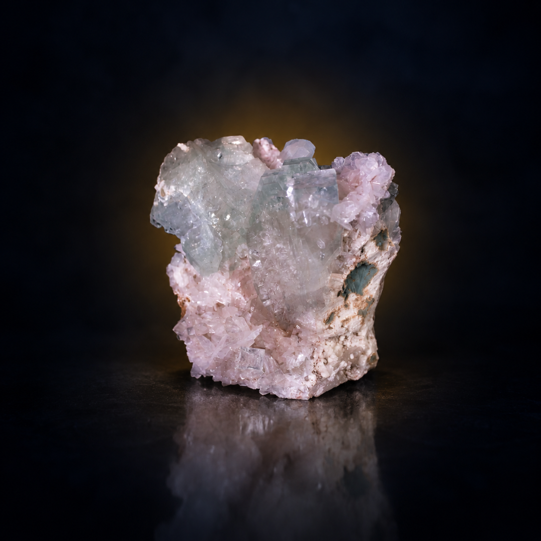 Natural Green Apophyllite with Stilbite, Matrix &amp; Heulandite – 210 g