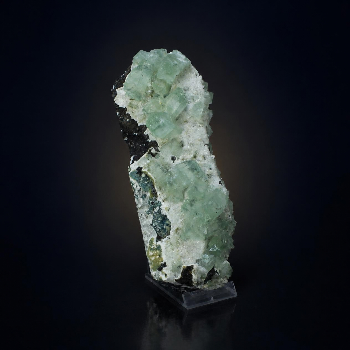Natural Green Apophyllite with Heulandite Crystal Specimen – India