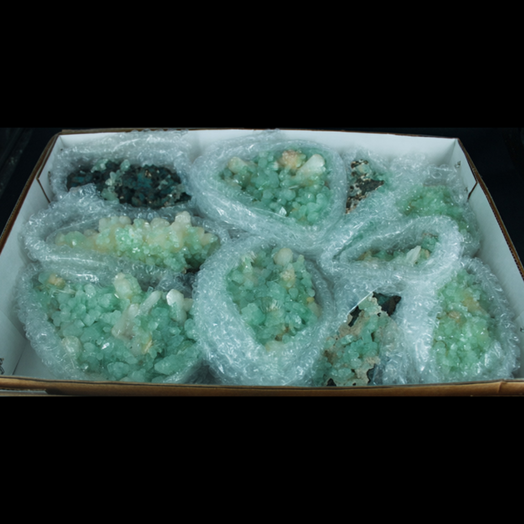 Natural Green Apophyllite, Stilbite with Heulandite Crystal Lot – 10 Pieces from India