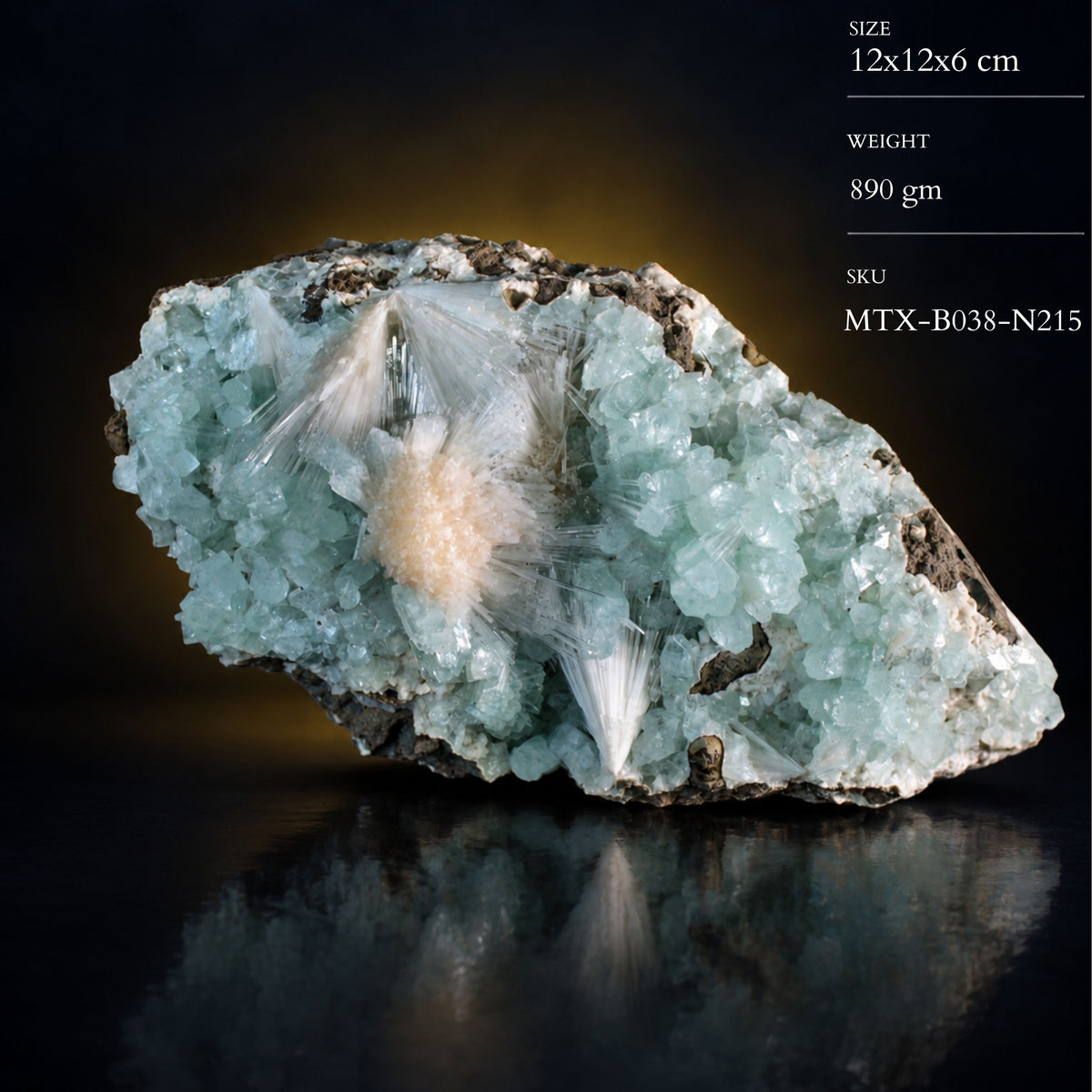 Natural Green Apophyllite with Stilbite Mineral Specimen  12 × 12 × 6 cm 890 g