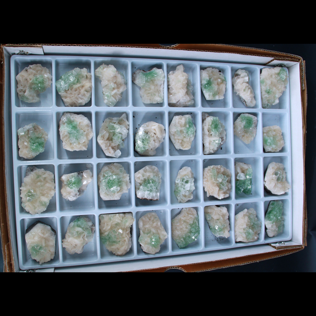 Natural Apophyllite with Heulandite Matrix Mineral Specimen Lot – 32 Pieces from India