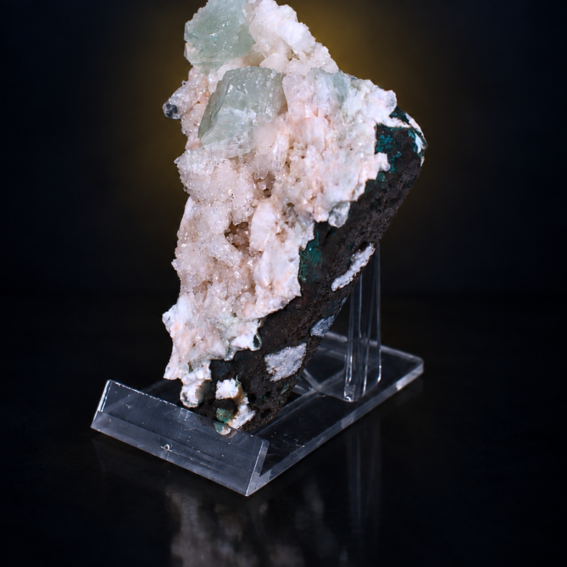 Green Apophyllite Tabular Crystal Group on Stilbite Matrix — Pune, India | 120 g | 8 × 6 × 4 cm