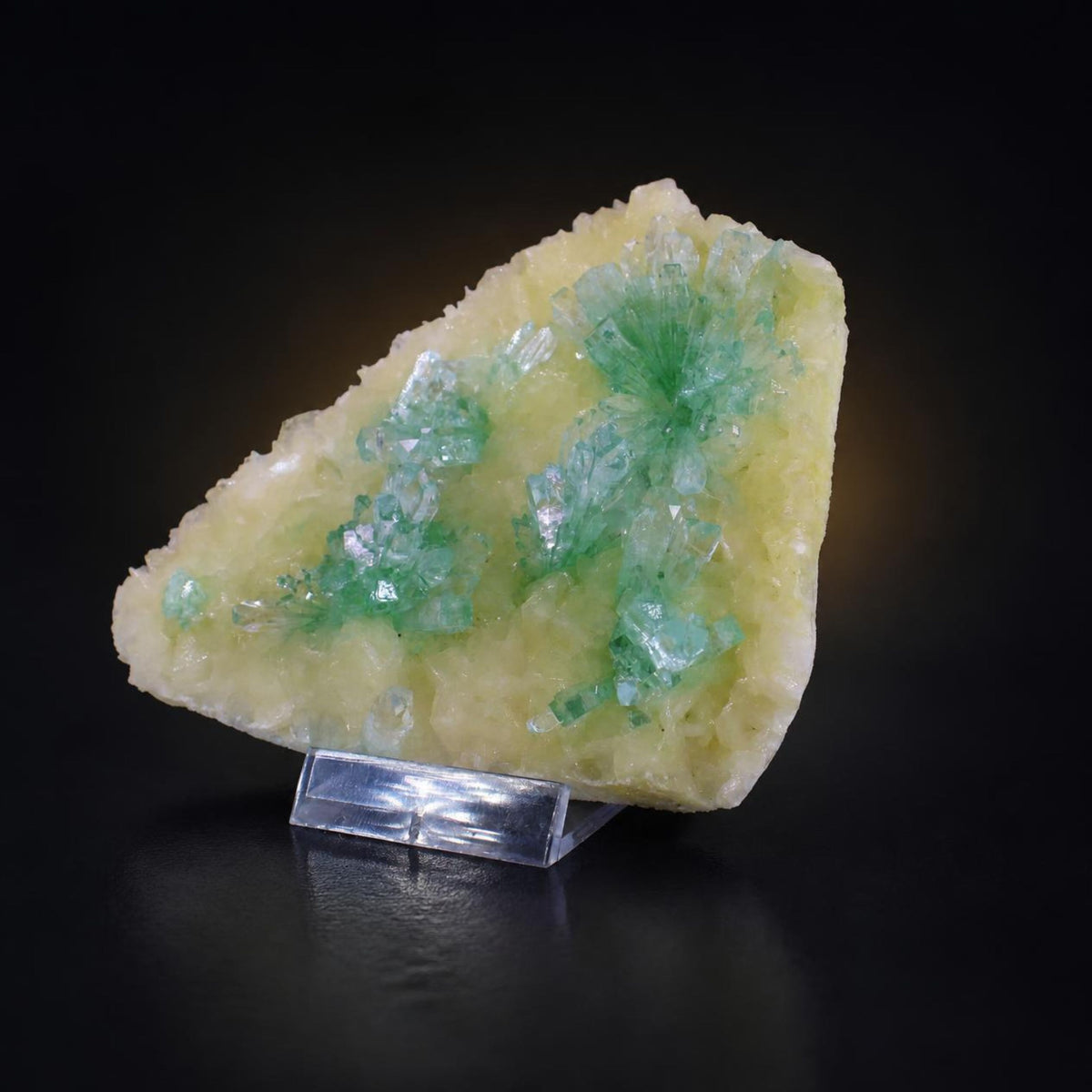 Natural Green Apophyllite with Stilbite Crystal Matrix Mineral Specimen from India 190 gm 11 × 10 × 2 cm