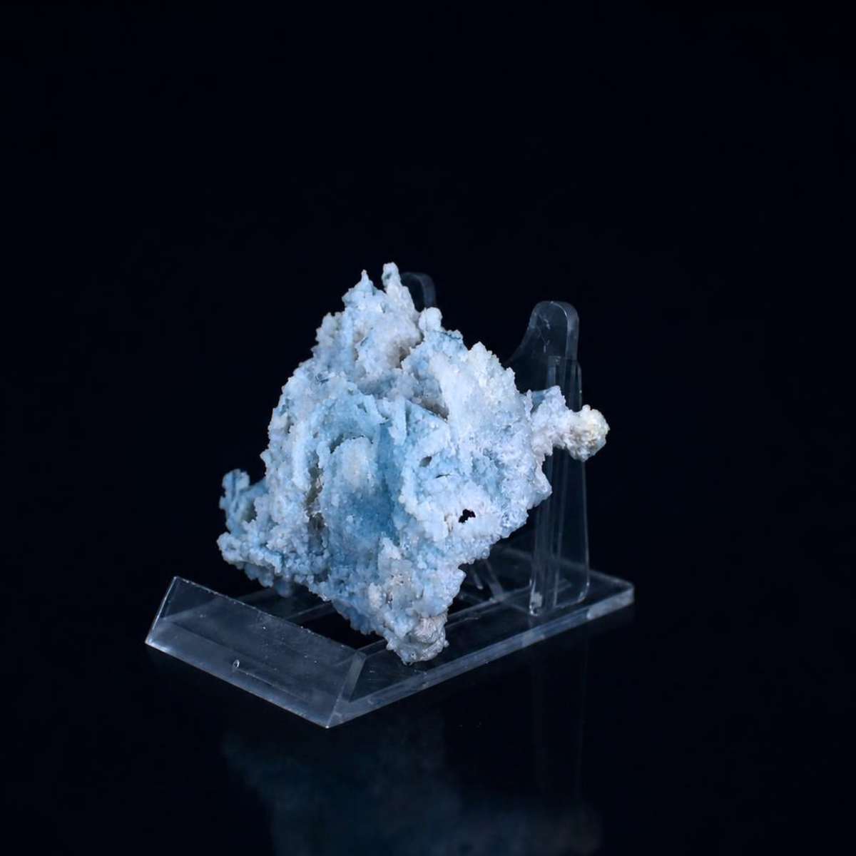 Blue Chalcedony & White Mordenite Crystal 6 × 7 × 4 cm
