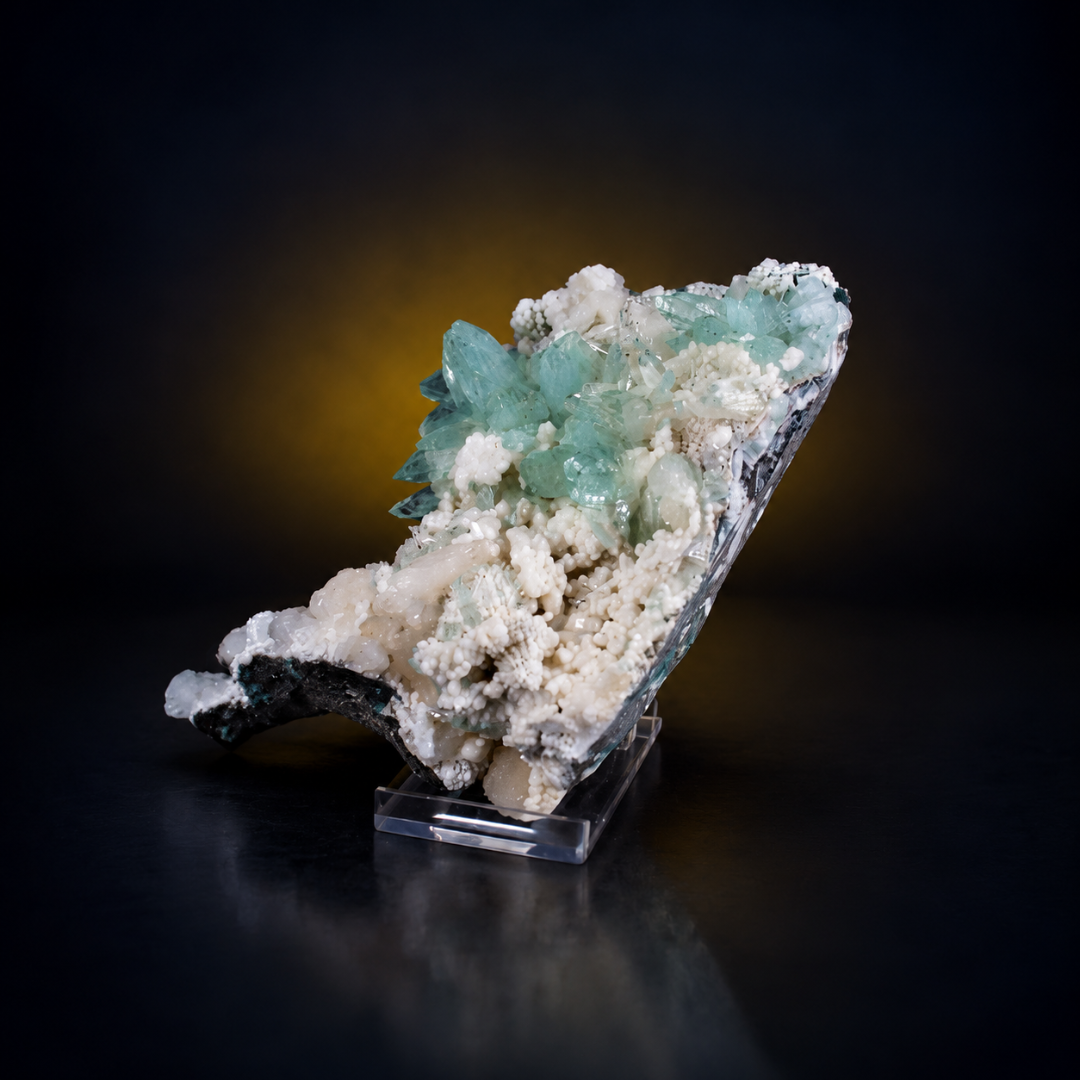 Natural Green Apophyllite with Heulandite Matrix