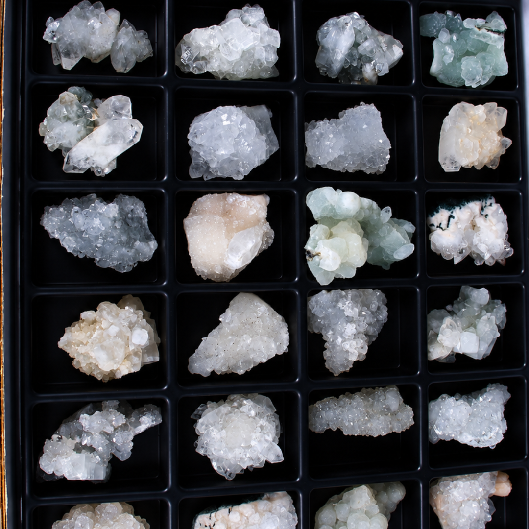 Natural Mixed Stilbite, Apophyllite, Heulandite &amp; Chalcedony Crystal Specimen Lot – 1730g
