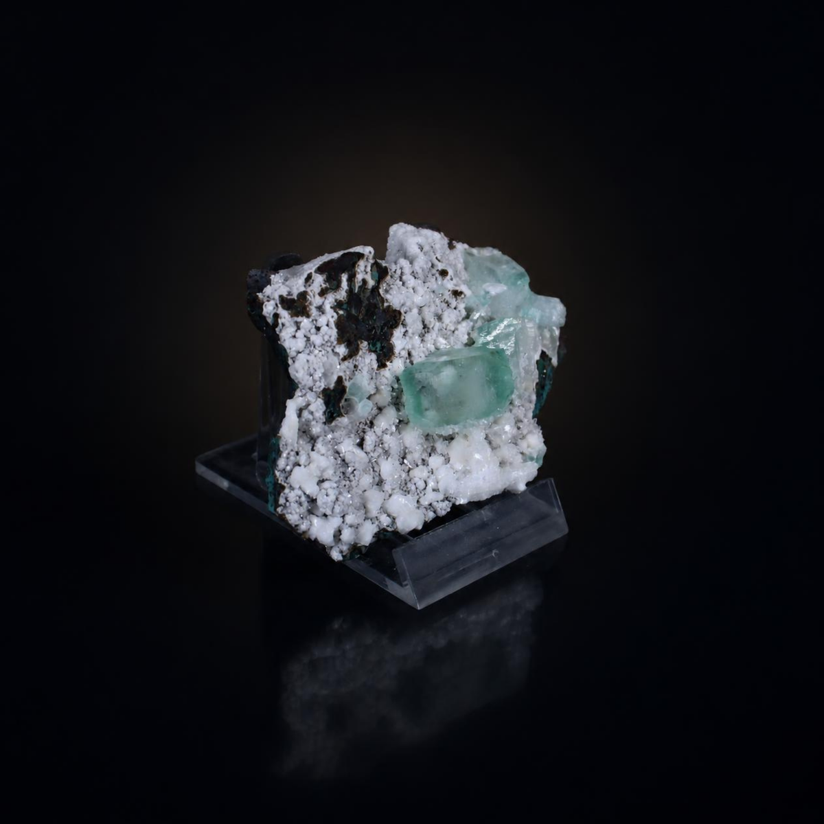 Green Apophyllite Crystal Cluster on White Stilbite Matrix | Natural Mineral