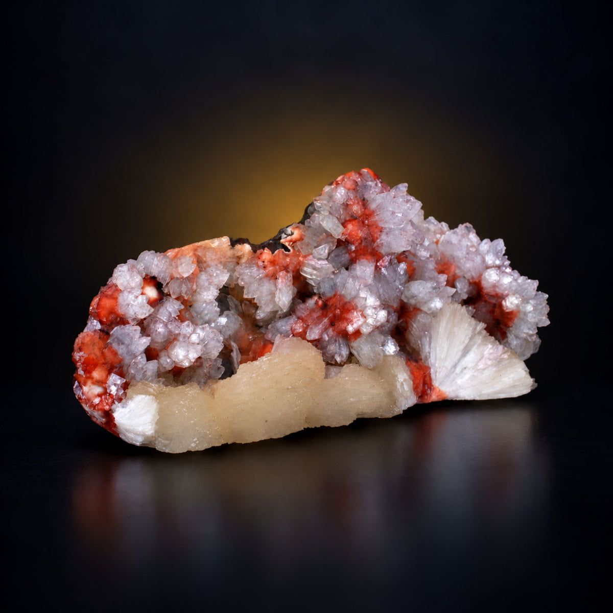 Apophyllite with Stilbite on Druzy Bladed Formation · 350 g · 15 × 8 × 5 cm