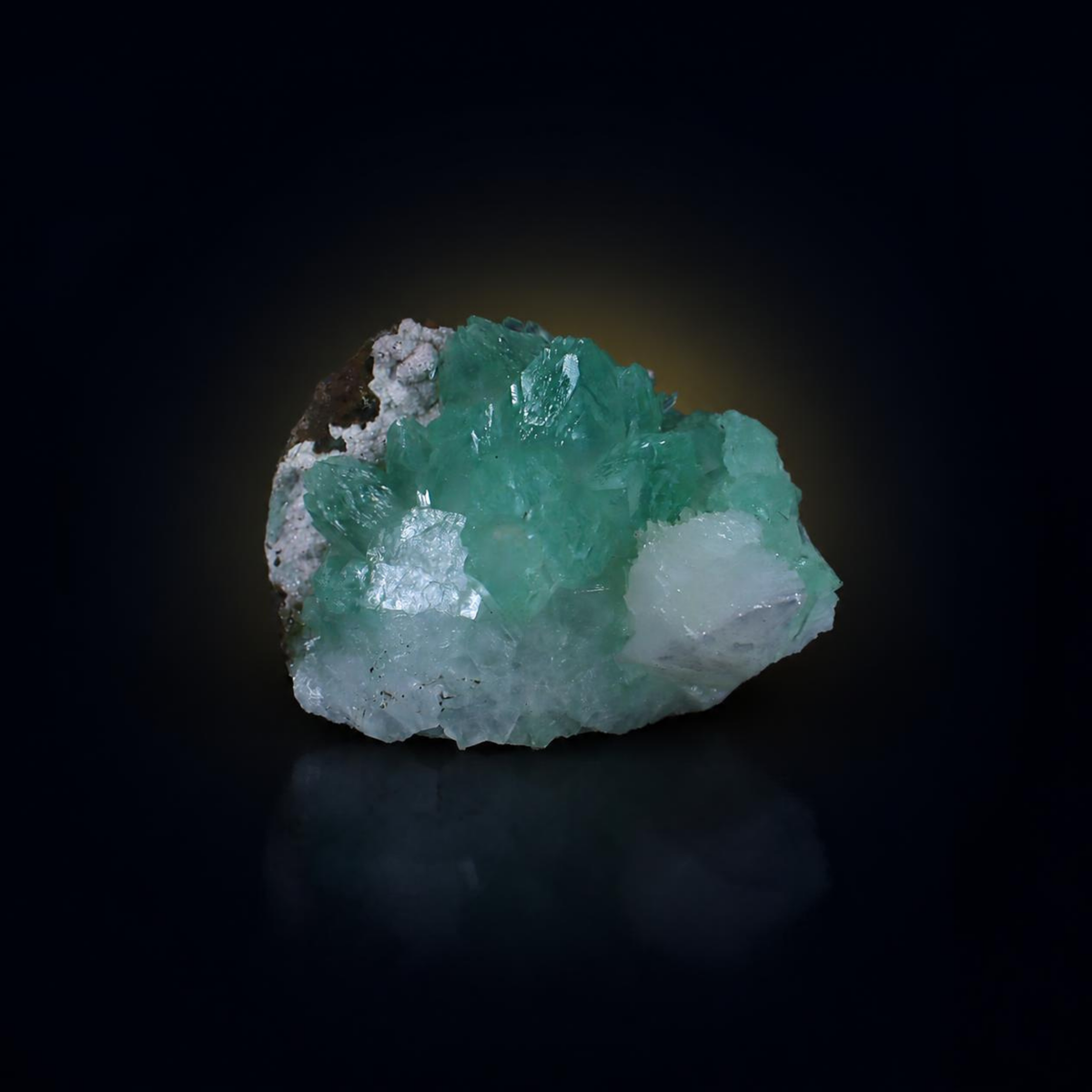 Green Apophyllite on White Stilbite Matrix Crystal Specimen | Maharashtra, India