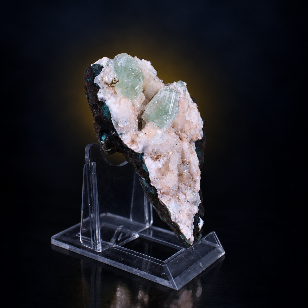 Green Apophyllite Crystals on Stilbite Matrix 8×6×4 cm | 120g