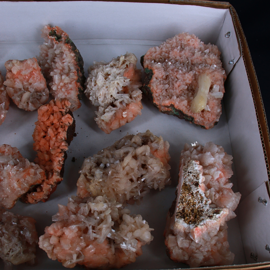 Natural Orange Stilbite Heulandite Crystal Lot – 18 Pieces from India