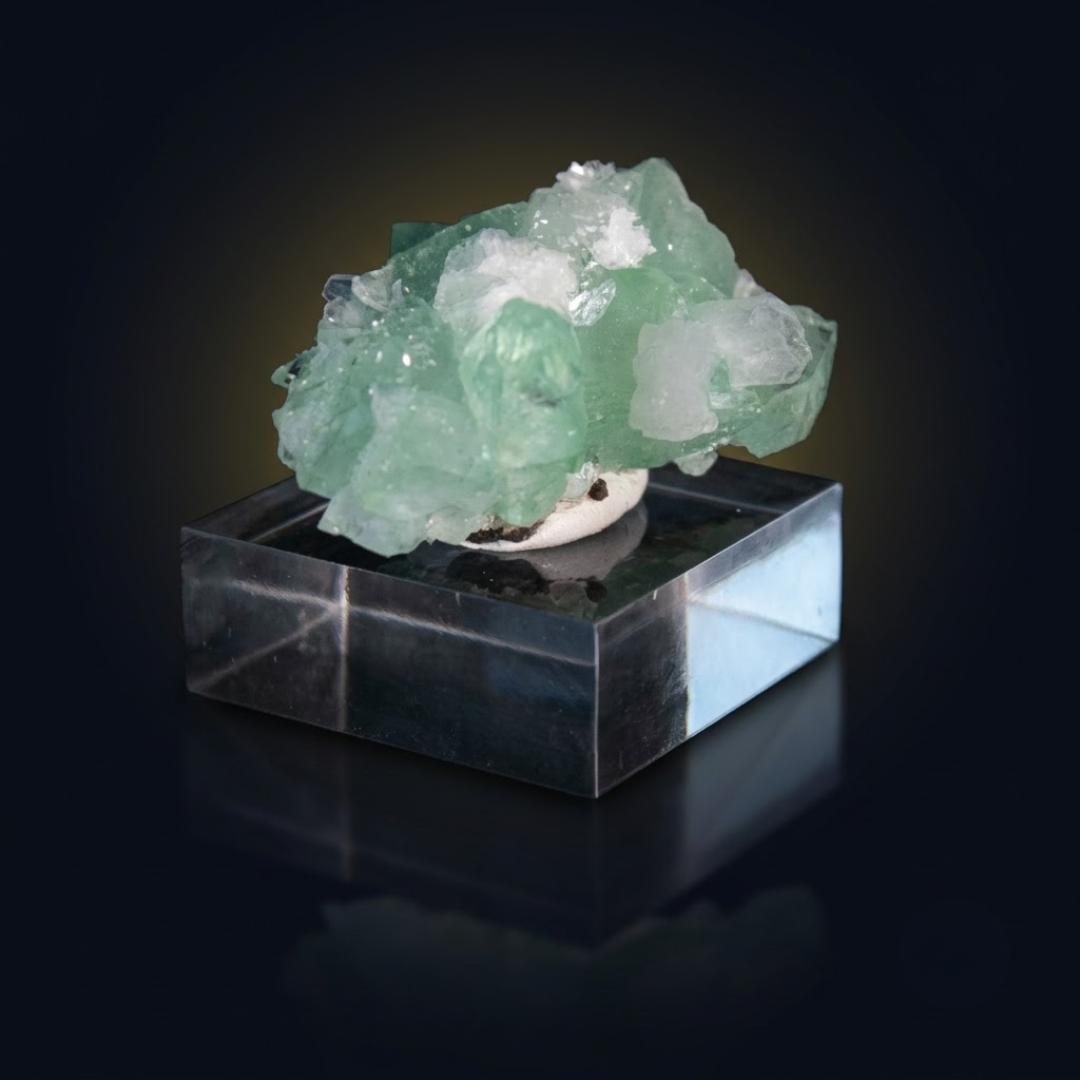 Natural Green Apophyllite Crystal with Heulandite Matrix – Mineral Specimen from India