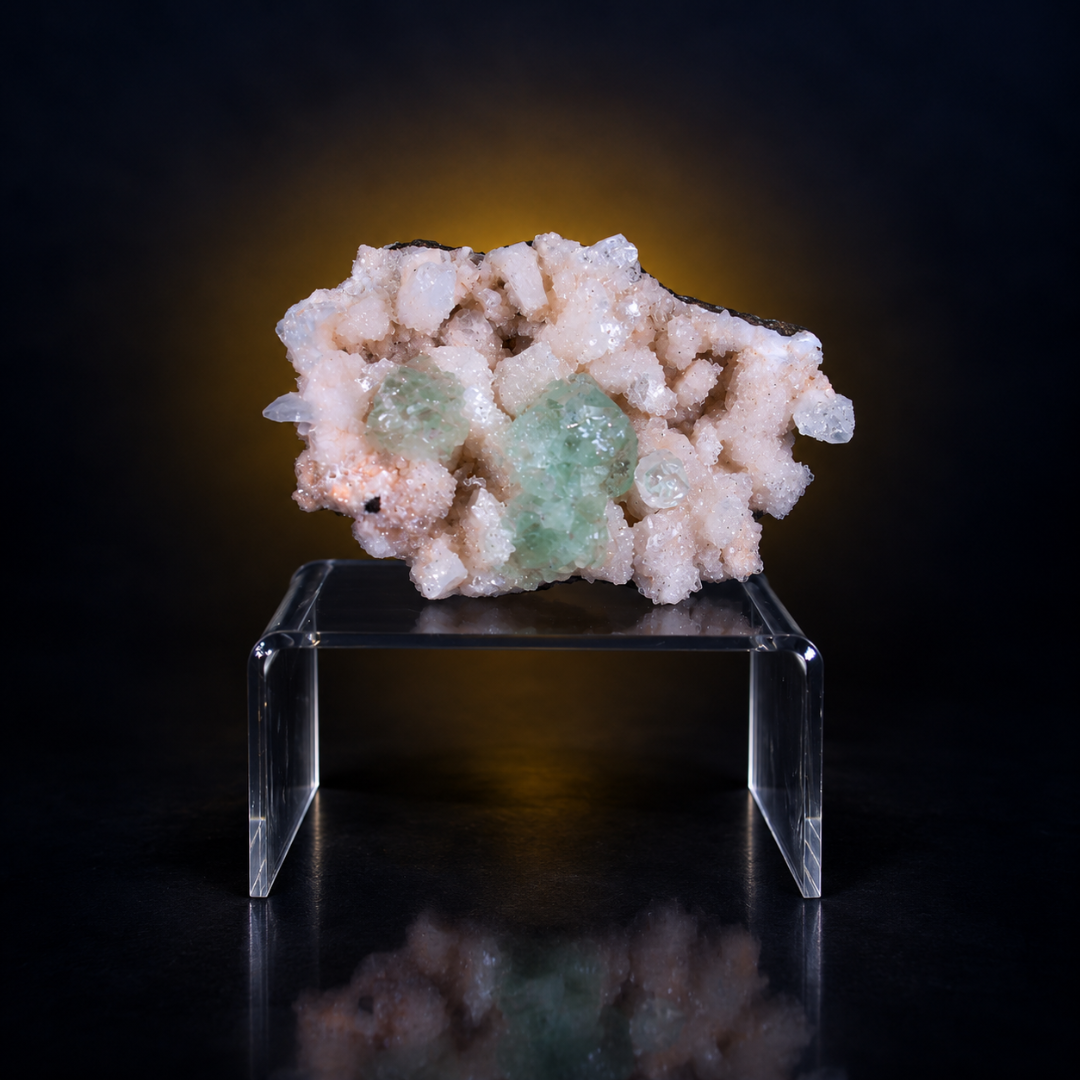 Natural Green Apophyllite with Stilbite Crystal Specimen – 160g